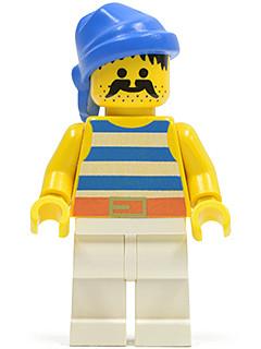 LEGO Minifigure-Pirate Blue / White Stripes Shirt, White Legs, Blue Bandana-Pirates / Pirates I-PI019-Creative Brick Builders
